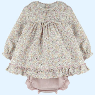 VESTIDO CORTO CON BRAGA TALLA 1,3,6,12 Y 18 MESES