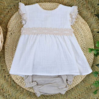 VESTIDO CORTO CON BRAGA TALLA 3,6,12 Y 18 MESES