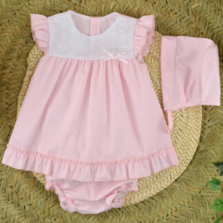 VESTIDO CORTO CON BRAGA TALLA 1,3,6 Y 12 MESES