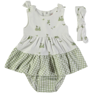 VESTIDO CON BRAGA Y LAZO TALLA 1,3,6,9 Y 12 MESES